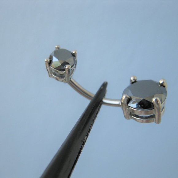 2.75ctw REAL BLACK DIAMOND BELLY RING, 2 DIA'S, APPRAISAL, FREE DIAMOND TESTER - Picture 2 of 12